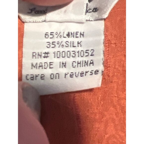 Citron Santa Monica Orange Crinkle Jacket M 65% Linen 35% Silk Open Front - Picture 3 of 8